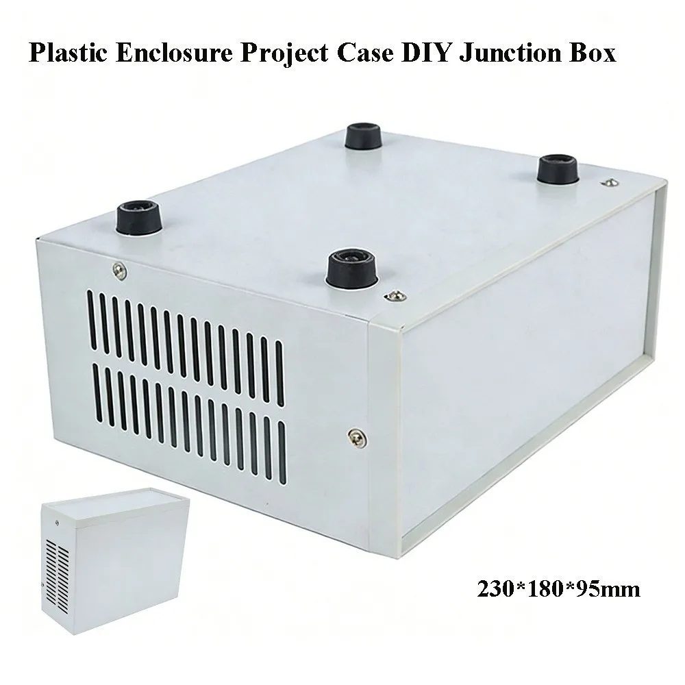 New 230*180*95mm Enclosure Project Case Plastic&Iron Grey DIY Junction Box Electronic Module Box Instrument