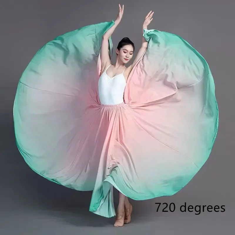 360-540-720度フラメンコダンスパフォーマー用グラデーションスカート-女性用ステージパフォーマンス-クラシックダンス練習用スカート