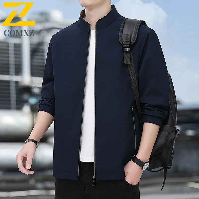 

COMXZ Urban Work Premium Mens Jacket Stand Collar Outdoor Windproof Zipper Coat Business Casual Comfortable Autumn Clothing