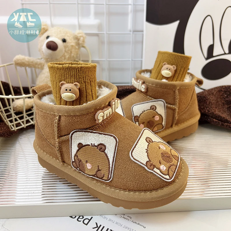 Hello Kitty Stivali da neve per bambini Scarpe di cotone calde Addensare Stivaletti invernali non antiscivolo Protezione dalla neve per ragazza Regalo di Natale sulla neve