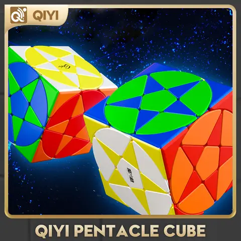 [CubeFun]QiYi 펜타클 큐브 매직 스피드 큐브 이상한 모양 스티커없는 스타 스큐 교육 완구 어린이 어린이 선물 게임