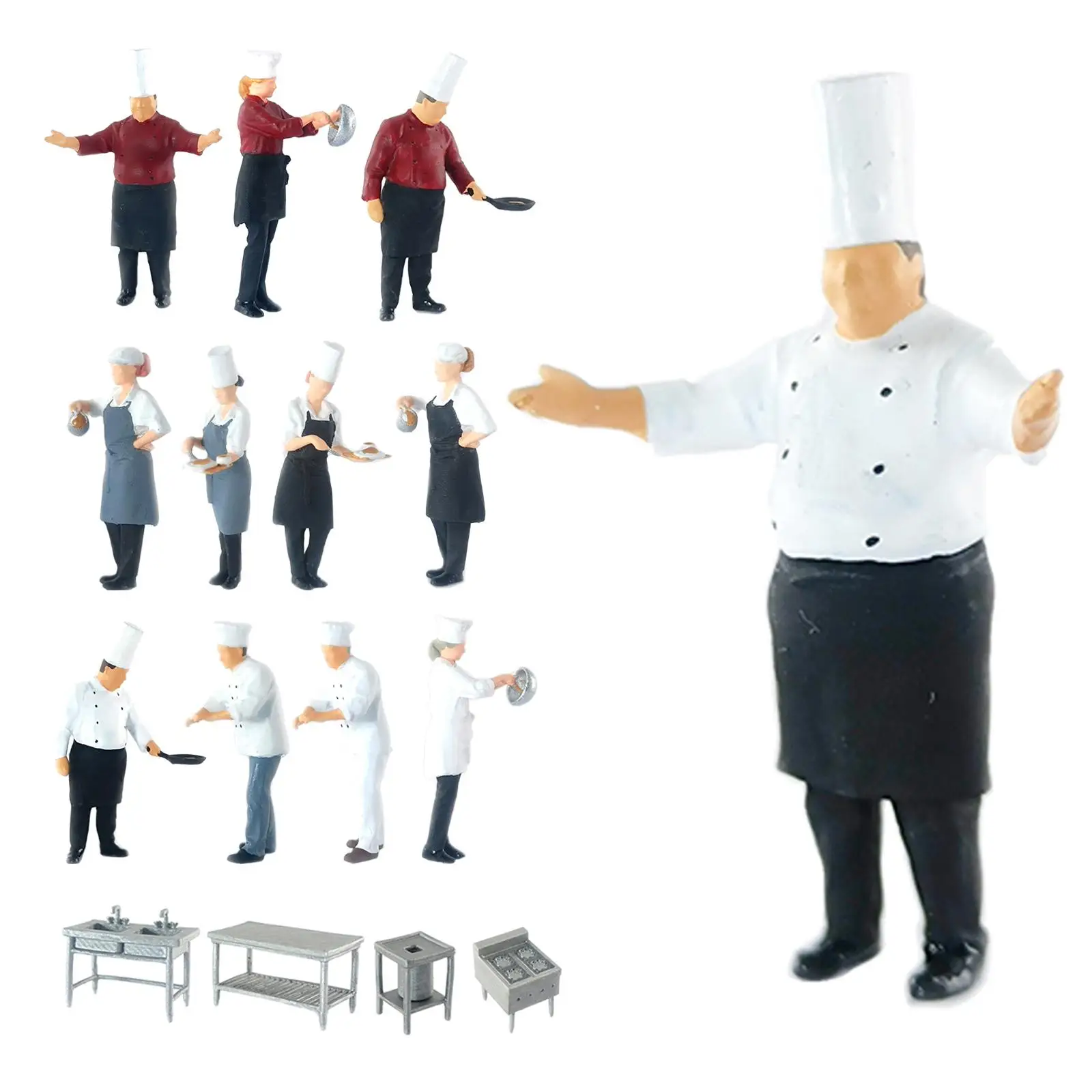 Modelo de cena de construção escala 1:64 figuras pintadas estatuetas de chef pessoa