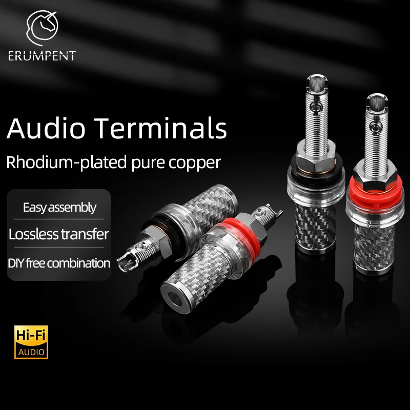 4PCS Hi-end Speaker Binding Post Carbon Fiber Rhodium Plated HIFI Amplifier Speaker Terminal Binding Post Socket