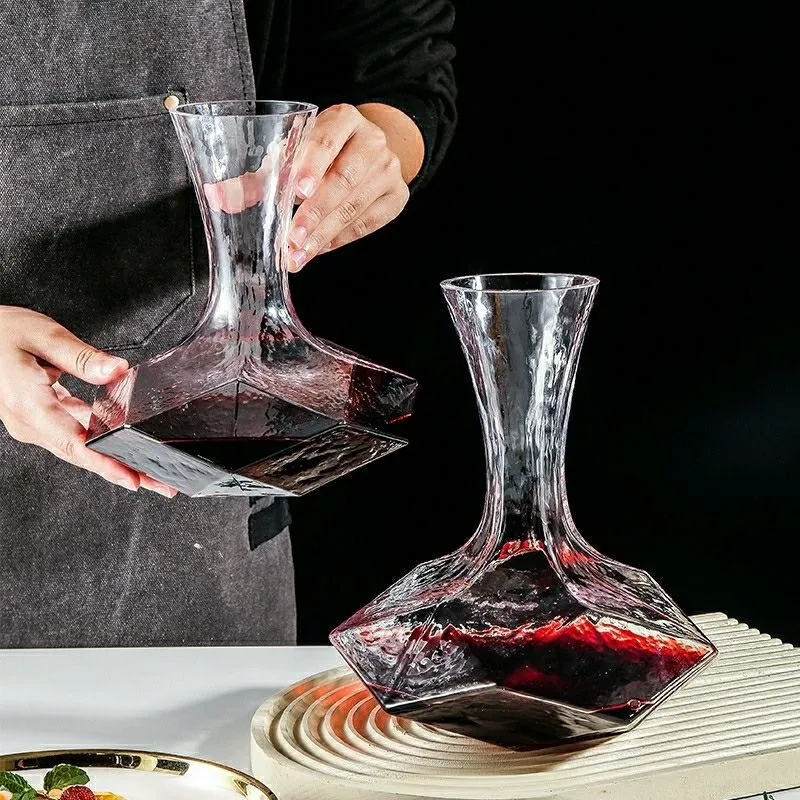 Geometric Cut Crystal Wine Glass & Decanter Set Light Luxury European Style Home Red Wine Tableware
