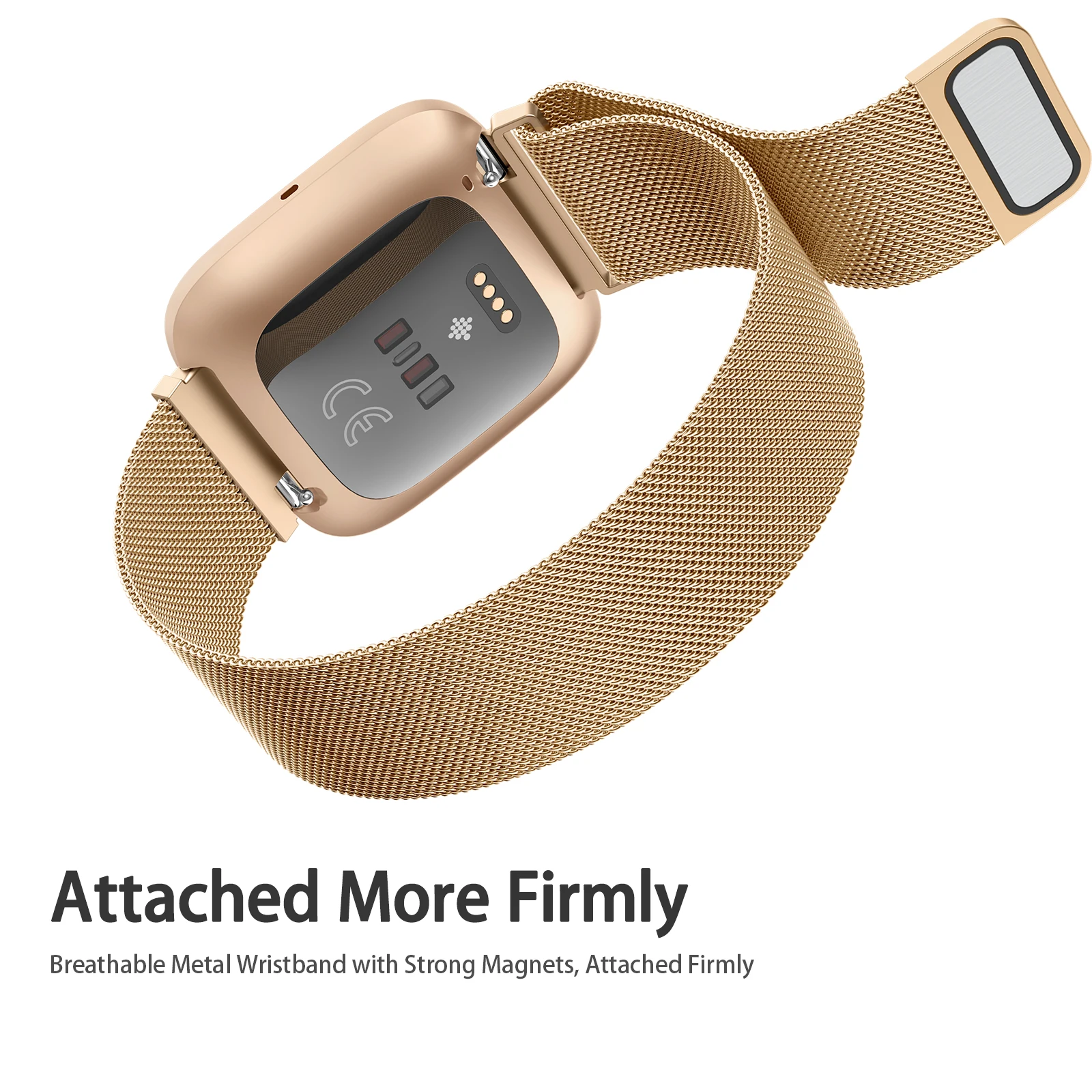 حزام مغناطيسي معدني لـ Fitbit Versa 1/Versa 2/versa 3/Versa 4 سوار معصم لـ Fitbit Versa Lite/Sense 2 حزام