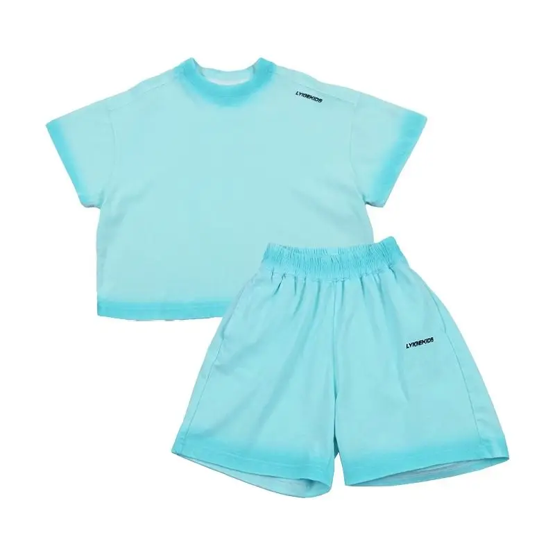 Boys Summer Suit T-shirt for Childrens 2024 New Summer Trendy and Stylish Pure Cotton Sports Style Two-piece Set Boys Clothes