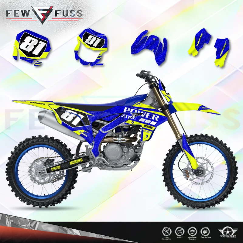 Fewfuss Holographic Chrome Racing Stickers Kit for Yamaha YZF450 23 24 25 YZF250 2024-2026 Offroad Bike Decals 002