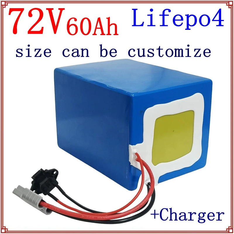 

lithium 72V 60Ah lifepo4 battery pack BMS 24S 76.8V deep cycle 170*265*340mm for 5000W 3500W bike scooter Motorcycle