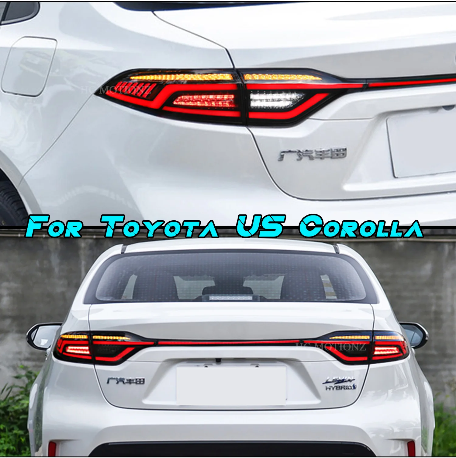 HCMOTIONZ Auto-Rückleuchten, Montage 2020 2021, Levin SE LE DRL, Animation, Voll-LED-Rückleuchten für Corolla US