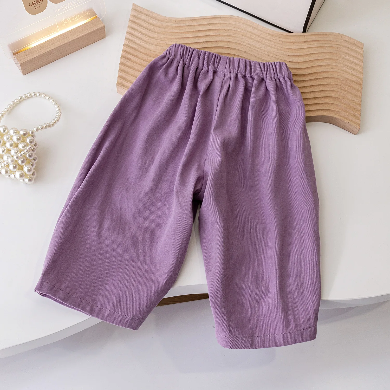 Kids Pants Appliques Calf-Length Wide Leg Pants Teenage Girls Clothing Kids Clothes Girls 2to6 Years Toddlers Clothing For Girls