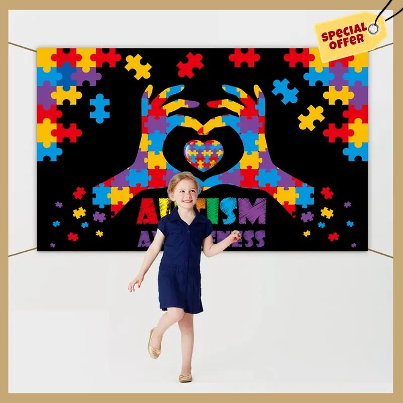 180X115 см фон для фотосъемки ткань мир день аутизма баннер фон головоломка вечеринка сцена установка фон ткань прочный