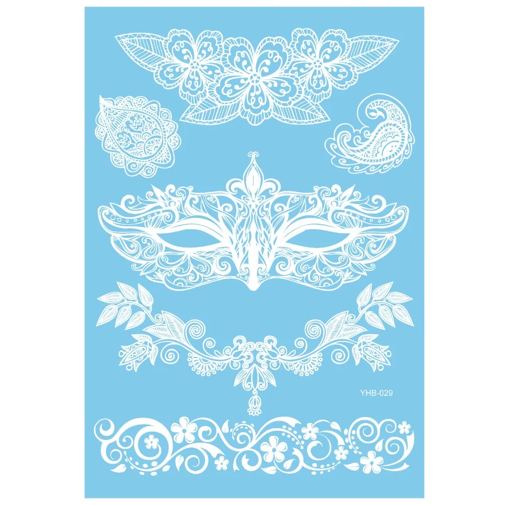 

Водонепроницаемые белые наклейки-тату, долговечные временные тату-наклейки с кружевными цветами, наклейки-тату в этническом стиле с бабочками