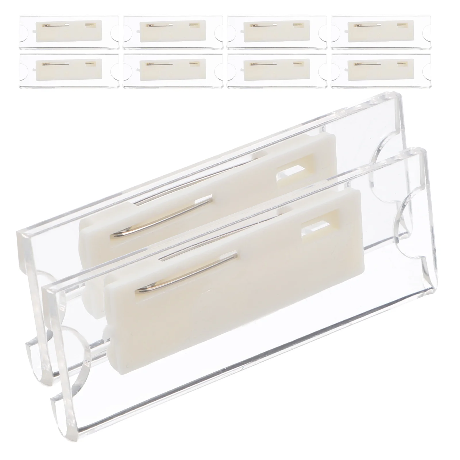 

10Pcs Name Cards Holders Employee Badge Holders Acrylic Identity Tags Work Badge Cases Office School Uniform Hotel Permission