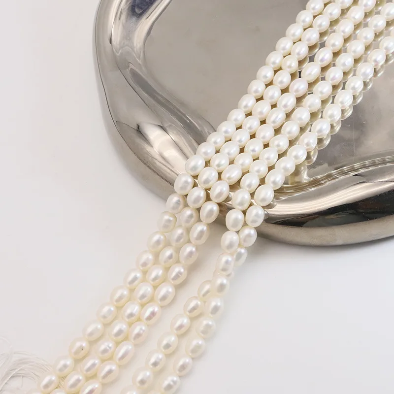 6-7mm meter-shaped natural freshwater pearl beads handmade diy jewelry necklace accessories through-hole beads wholesale Zhuji.