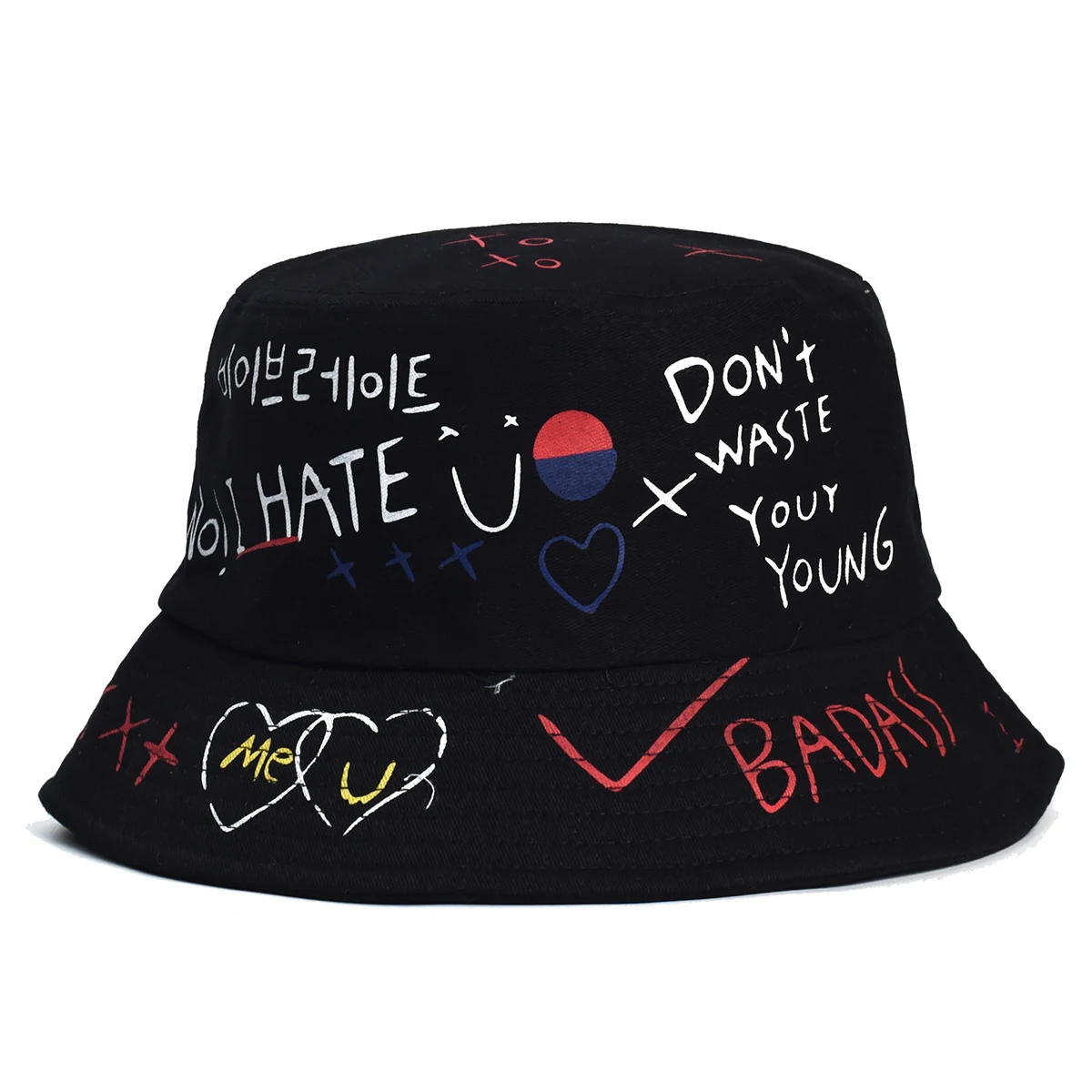 

New summer unisex bucket hat foldable outdoor shade men women beach fisherman hats fashion hat graffiti printing hat