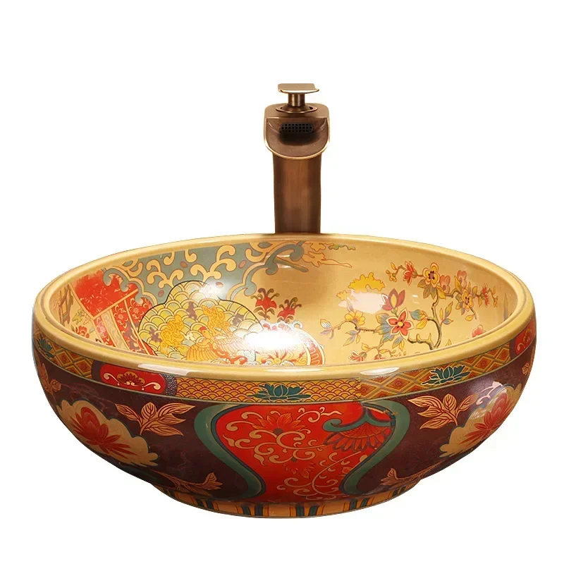 

Factory Wholesale Art Basin Wash Basin Bathroom Washbasin American Style Table Ceramic Basin Vintage Bath Tub