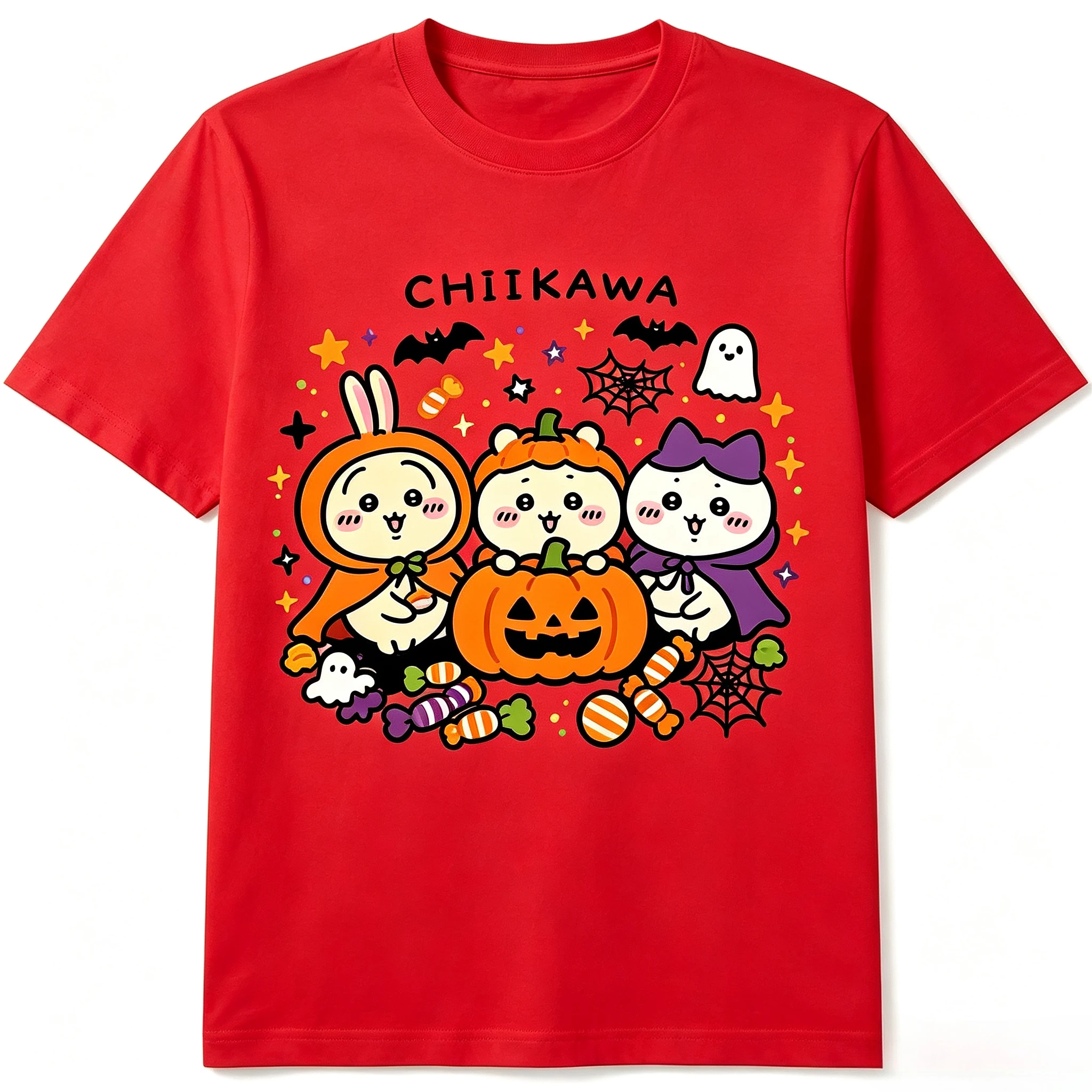 Chiikawa Halloween Kürbis-Hexe Grafik T-Shirt Kurzarm Freizeit-Oberteil für die gruselige Jahreszeit Anime-Fan Feiertagsparty Alltagskleidung – Detail 5