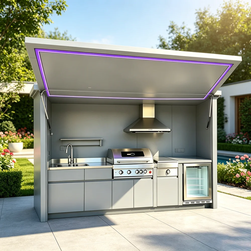 Modern Stylish Outdoor Kitchen Cabinets with Complete BBQ Setup, Durable & Weather-Resistant, Perfect for Gardens, Customizable image 4