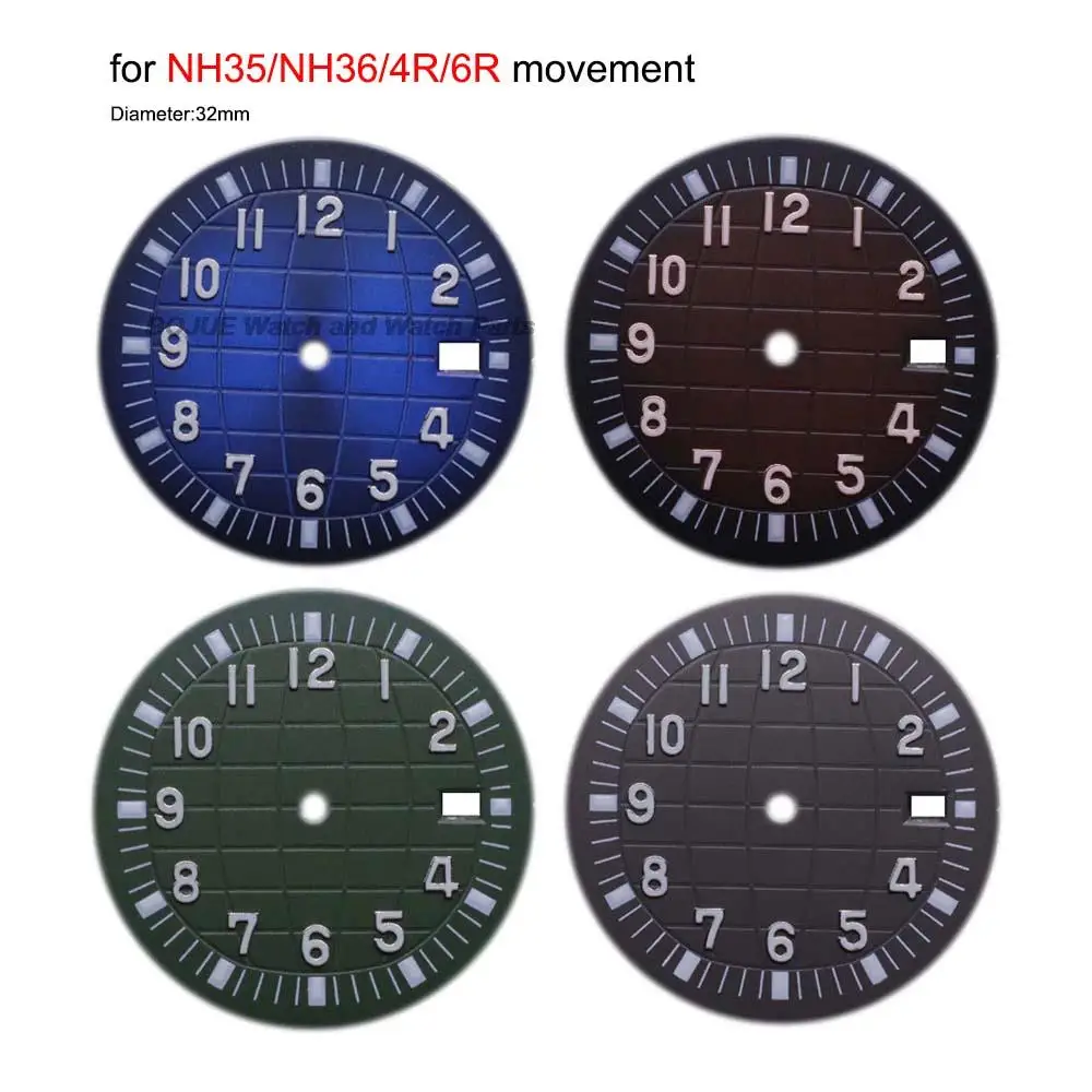 32mm NH35 Dial Green Luminous Diving Watch Dial for AQUANAUT NH35 Automatic Movement Modified Mechanical Accessories Parts