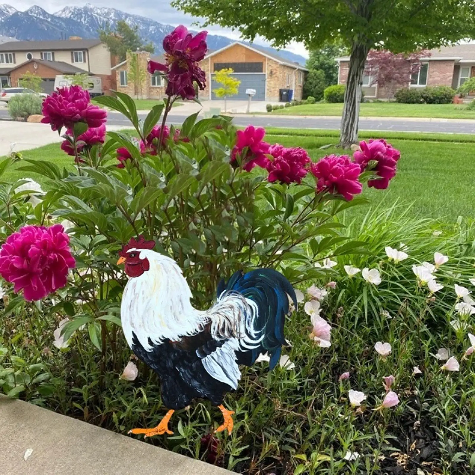 الديك حديقة حصة ساحة الفن الدائمة الهدايا ساحة حصص النحت الراتنج الزخرفية الحيوان النحت لمسار الفناء الخلفي #1