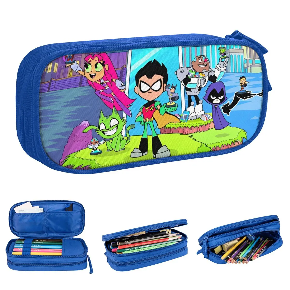 

Teen Titans Go Heroes Pencil Cases Cartoon Pencilcases Pen Holder for Girls Boys Large Storage Bag School Supplies Stationery