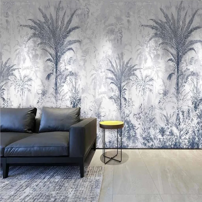 Photo Wallpaper Hand-painted Forest Tropical Rainforest Landscape Mural Living Room Bedroom Art Home Decor 3D Waterproof Sticker