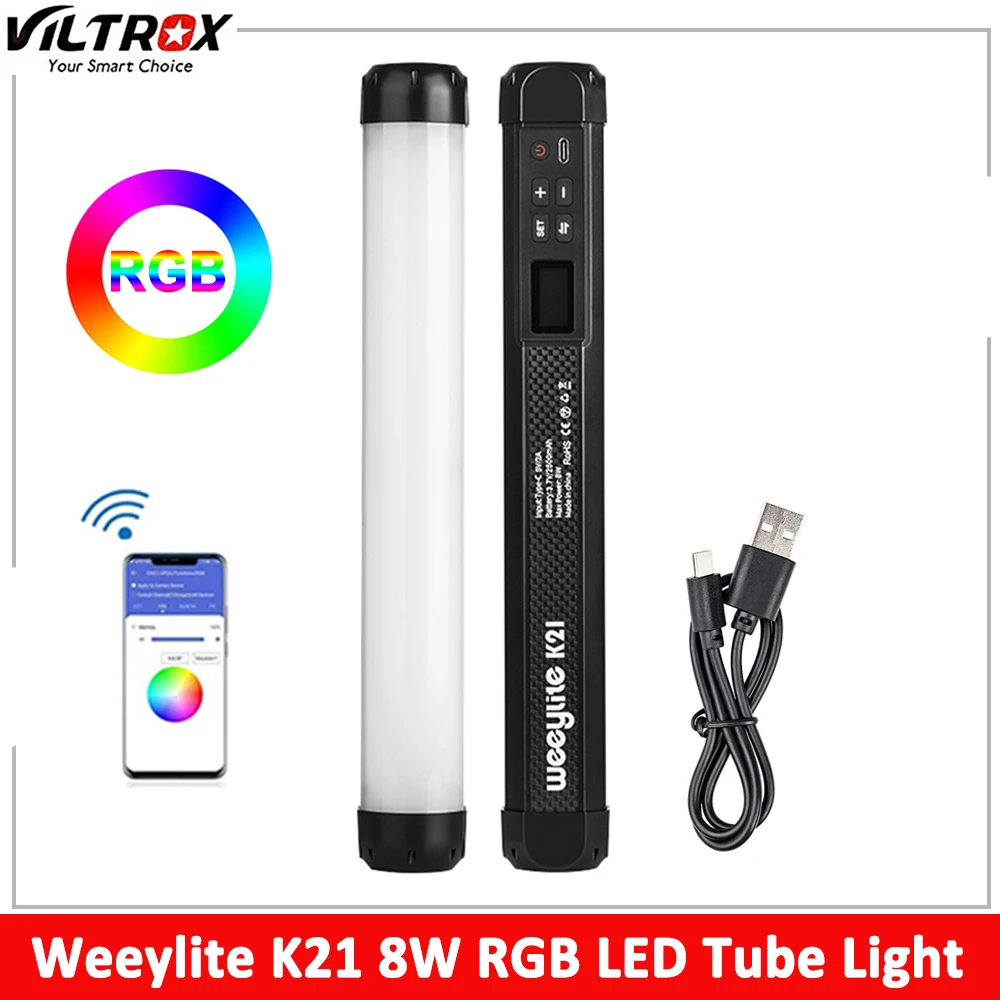 

Weeylite K21 8W Tube LED Stick Light Photography Photo Light RGB LED Handheld Video Photo Fill Soft Lamp Lights APP Control