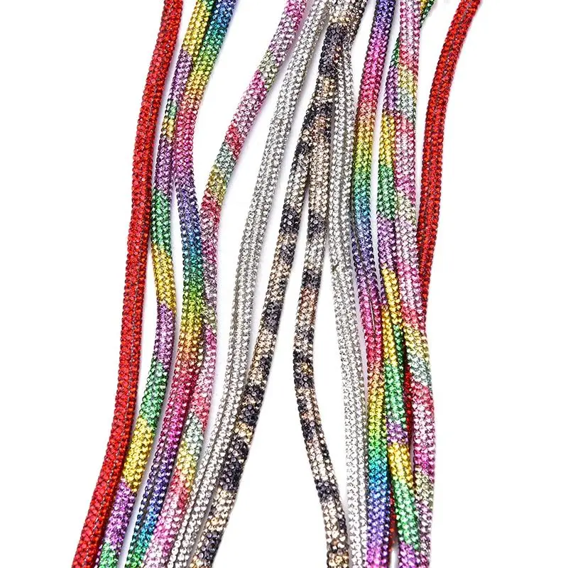 2 Yards 6mm Glitter Glass Rhinestone Tube Diamond Rope Bling Strass Crystal Cord Diy Hoodie Drawstring Shoes Bags Accessories