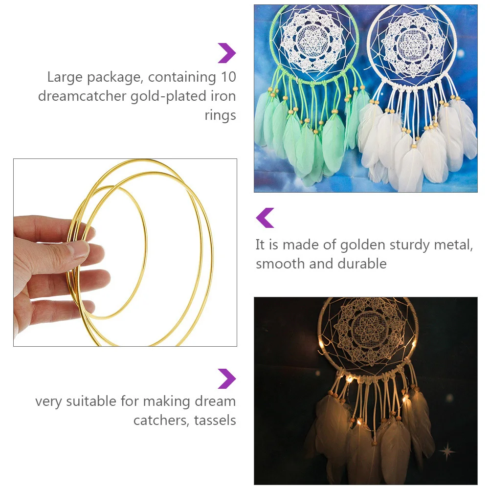 

6Pcs Metal Dreamcatcher Rings Solid Gold Craft Circles for DIY Woven Dream Catcher Tassel Garland Wind Chimes Decor