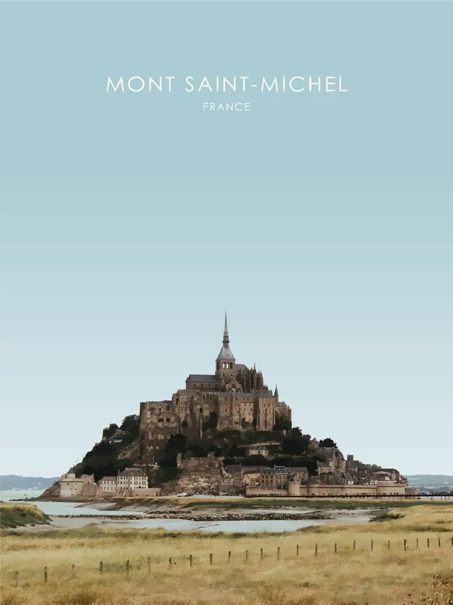 Mont Saint Michel Travel Poster  NatureInspired Wall Art Print for Home Decor Elegant Landscape Artwork from the Travel Collecti