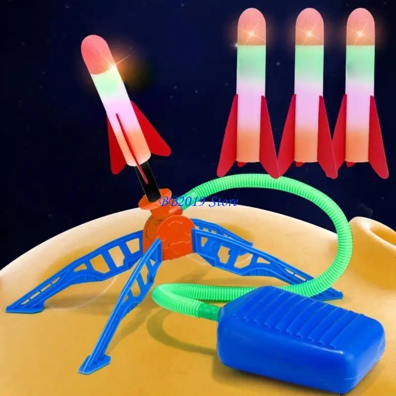 Q0KB dzieci rakiety powietrzne na świeżym powietrzu strzelanie stopami zabawka gąbka szybuje rakiety skok sportowa gra na dla