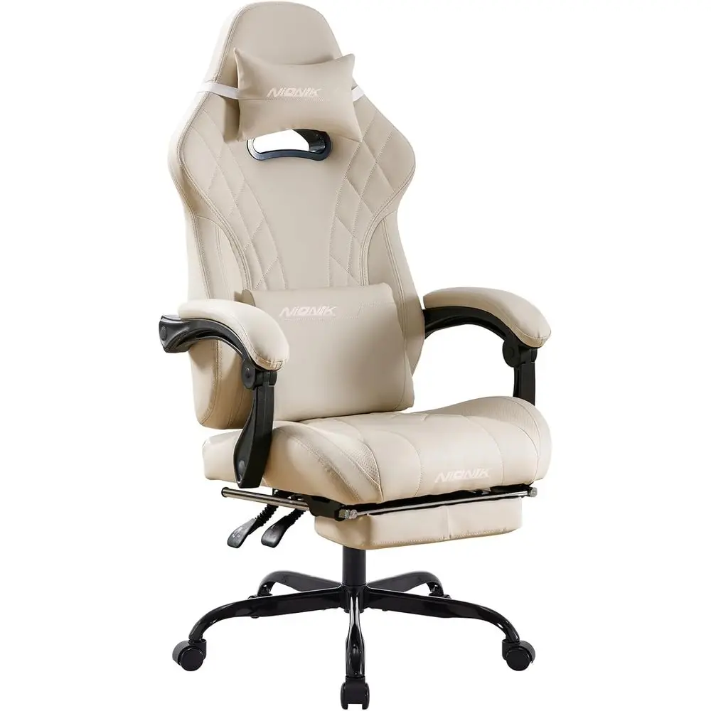 Gaming Chair with ootrest and Massage Lumbar Support, Ergonomic Computer Gamer Chair, Oice Video Game Chairs with Adjustable Hei
