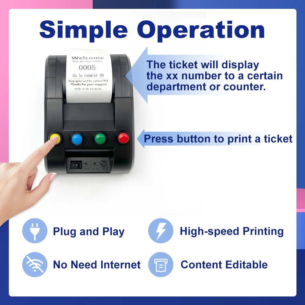 Imagem -06 - Ticket Dispenser Impressora Térmica Rolo de Papel Fila sem Fio Sistema de Gestão de Chamada Ticket Mudança Texto Logotipo