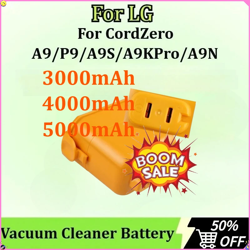 

For LG CordZero A9/A9S/P9/A9KPro/A9N Replacement Vacuum Cleaner Battery 3000-5000mAh Vacuum with EAC63382201/04 Battery