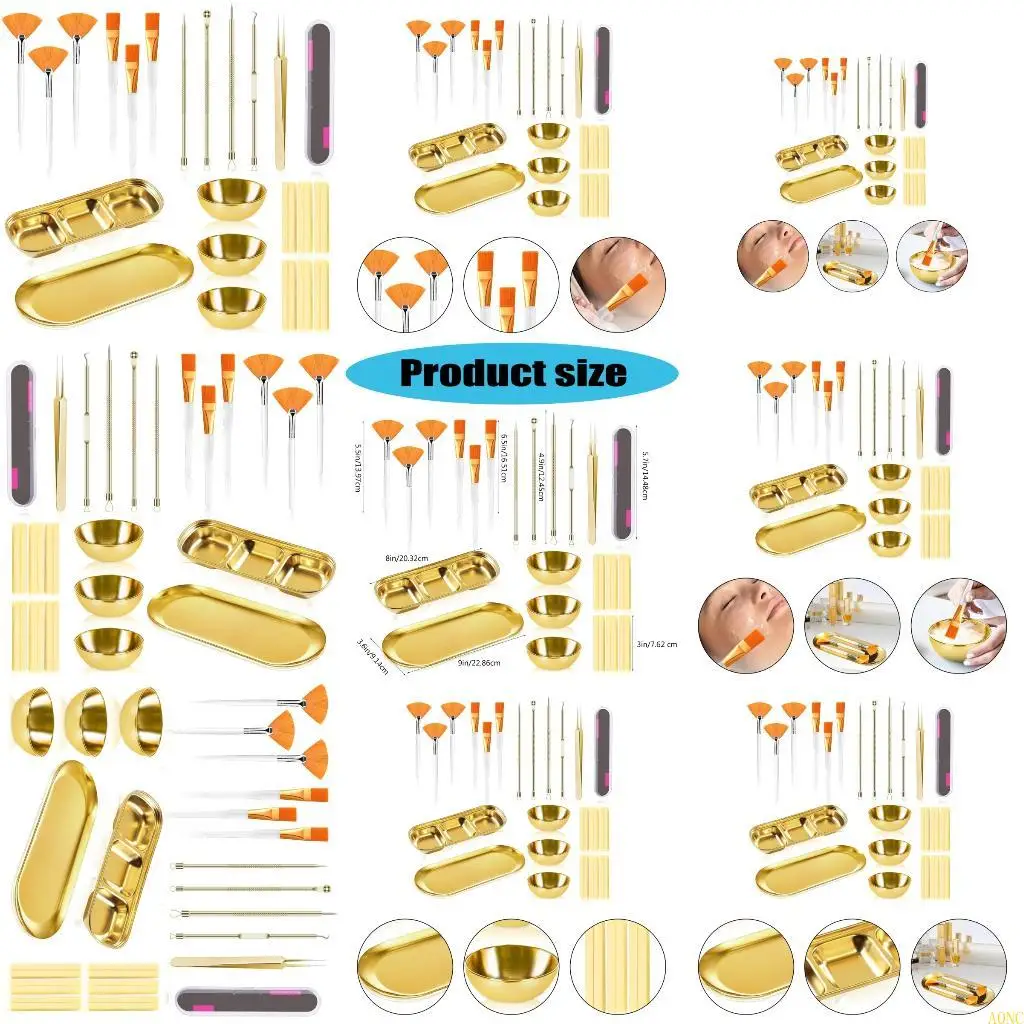 A0NC 29Pcs Stainless Steel Gold Esthetician Supplies 6 Blackhead Remover Tools