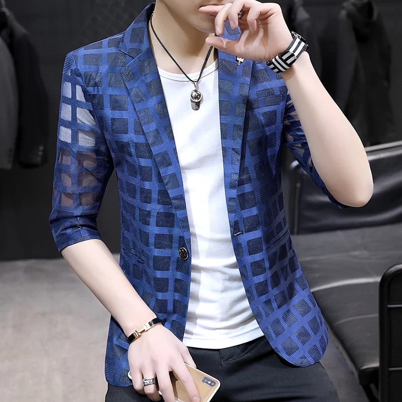 

Summer open-front short-sleeved casual men's Korean-style western-style single coat lightweight jacket men's suit