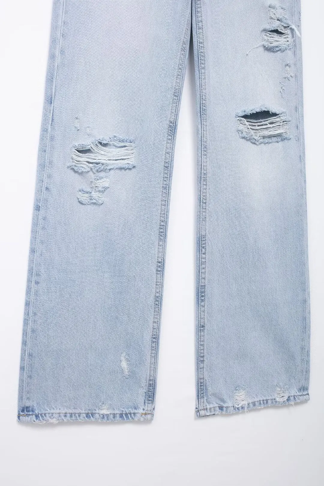 Calças de perna larga feminina com buracos, retro, cintura média, zíper, jeans tornozelo, casual, moda, novo, 2021