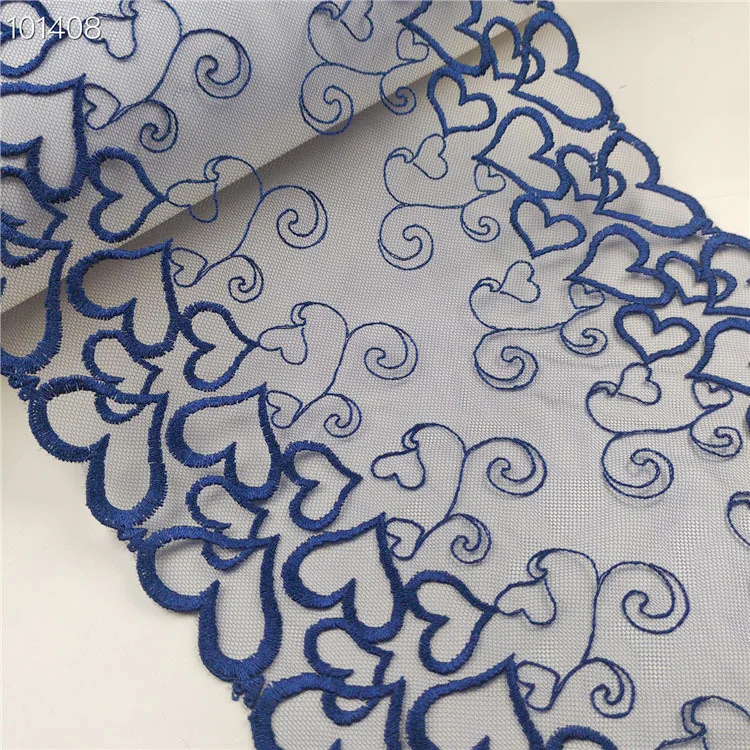 

20Yards Black Blue Hearts Mesh Lace Trim Hand-Made DIY Lingerie Lace Fabrics Net Embroidery Lace for Bra Sewing Crafts