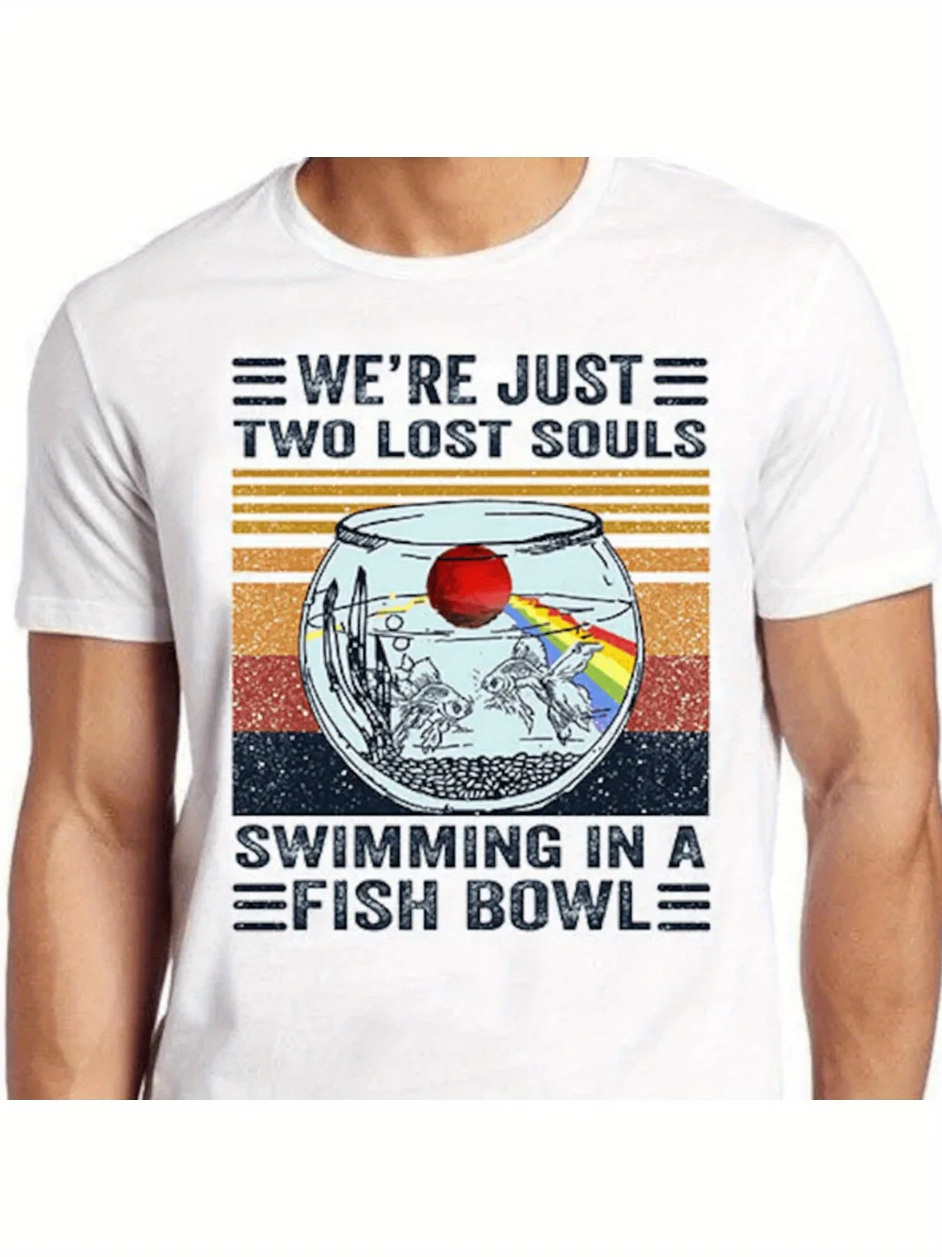 

We Are Just Two Lost Souls Swimming In A Fish Tank Graphic Men'S Stylish Short Sleeve Tops For Hanging Out Casual Black T-Shirt