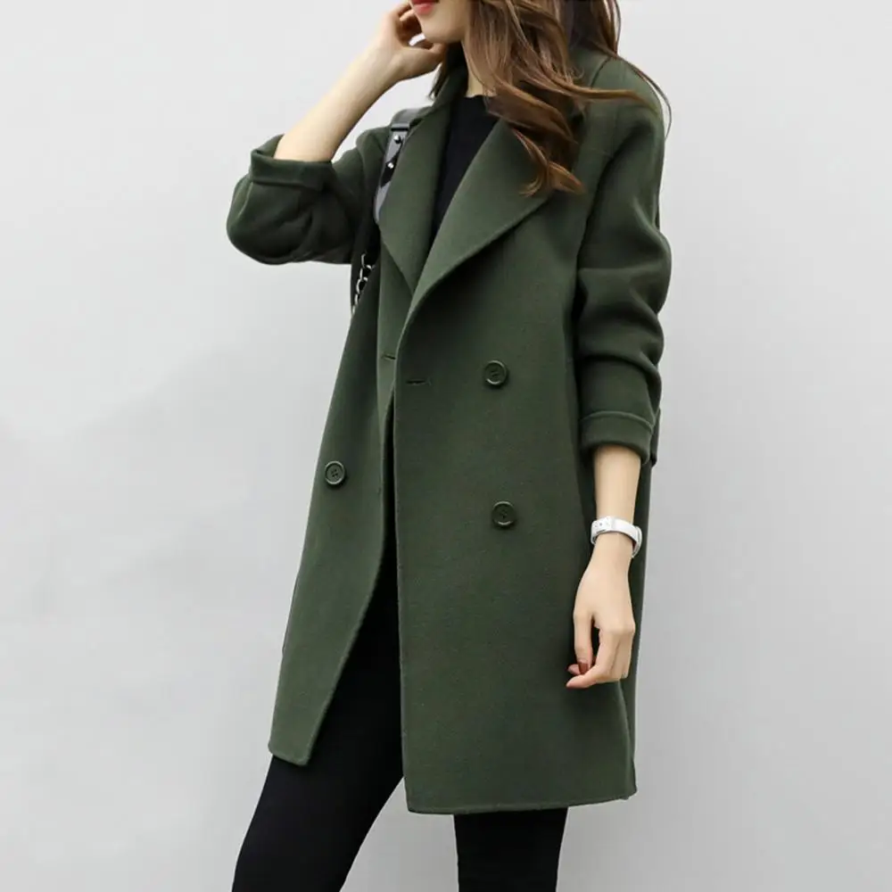 2023 Autumn and Winter Temperament Women\'s Woolen Coat Women\'s Slim Fit Mid length Woolen Coat