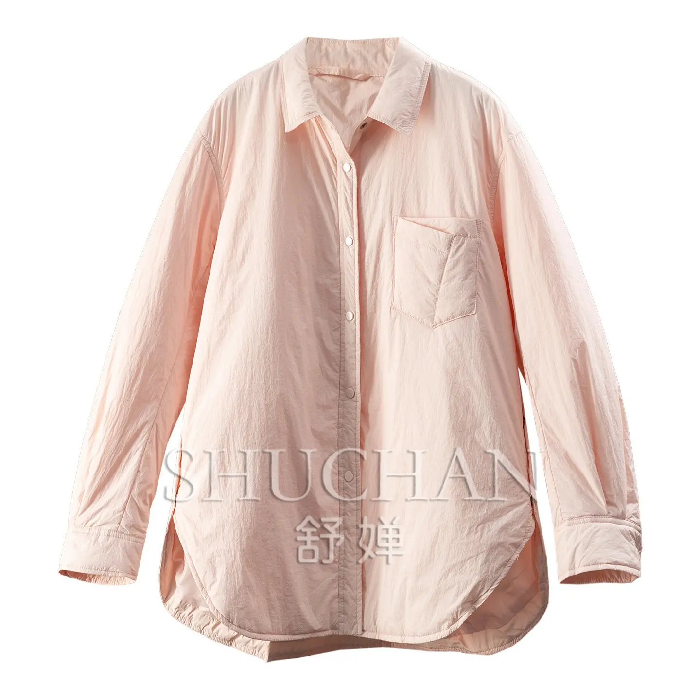 Soft Fog Peach Powder Cloud Feeling Lightweight Padded Cotton Large Outline Shirt Cotton Jacket Women E321