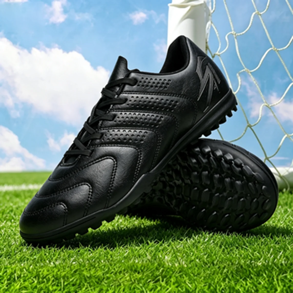 Men Low‑Top TF Soccer Boots Comfort PU Upper Anti‑Slip Turf Stud Cleats For Artificial Turf Daily Training Competition