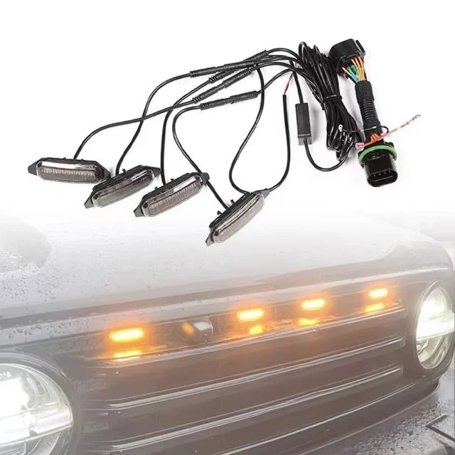 

Hot selling:4x4 Amber LED Front Marker Lighting Kit Grille Mounted Bumper Lights for
