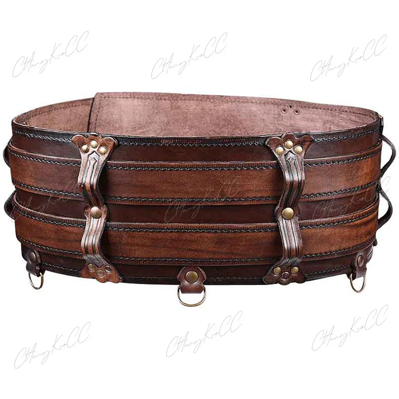 Ceinture Médiévale en Cuir pour Homme et Femme, Accessoire de Taille Viking, Double Sangle Celtique, Steampunk