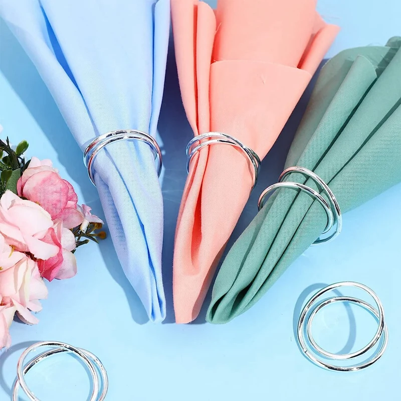 napkin buckle 36Pcs Metal Spiral Napkin Ring Buckles Simple Napkin Rings for Weddings Reception Dinner Buffet Table Decor Silver