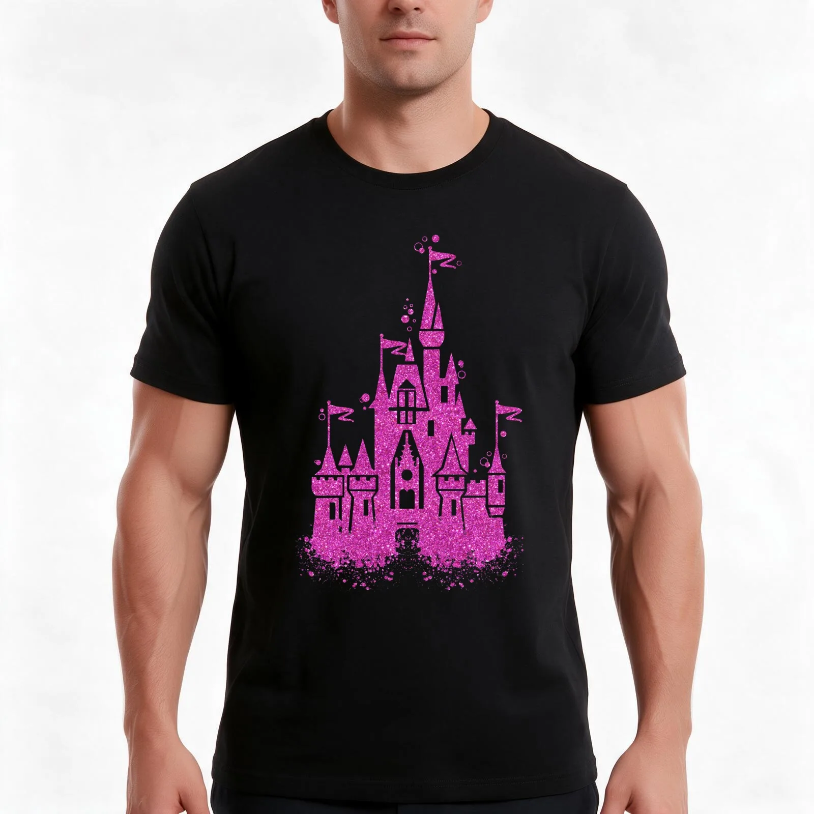 Princess Castle T-Shirt, Summer Casual Cotton Tee, Oversized Streetwear Tops, Vintage Graphic Print, Loose Fit Short Sleeve