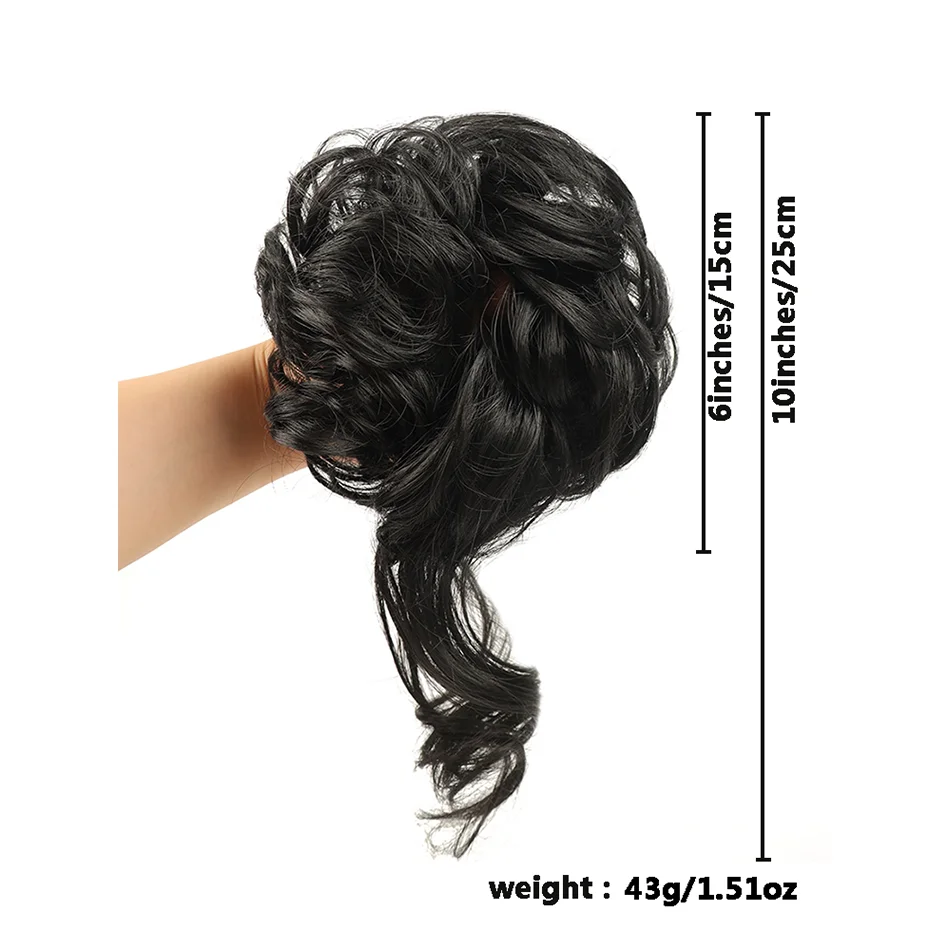 Messy Hair Bun Scrunchie Synthetic Curly Chignon Hair Extension With Loose Tails Elastic Fake Hairpiece Natural Updo Donut Bun F