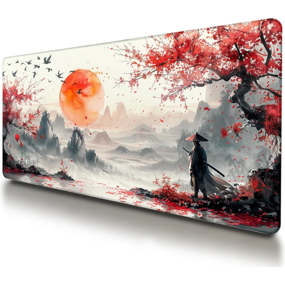 Blanc et rouge, tapis de bureau antidérapant premium sur le thème de l'anime pour le bureau, organiseurs de bureau et plateaux, tapis de souris
