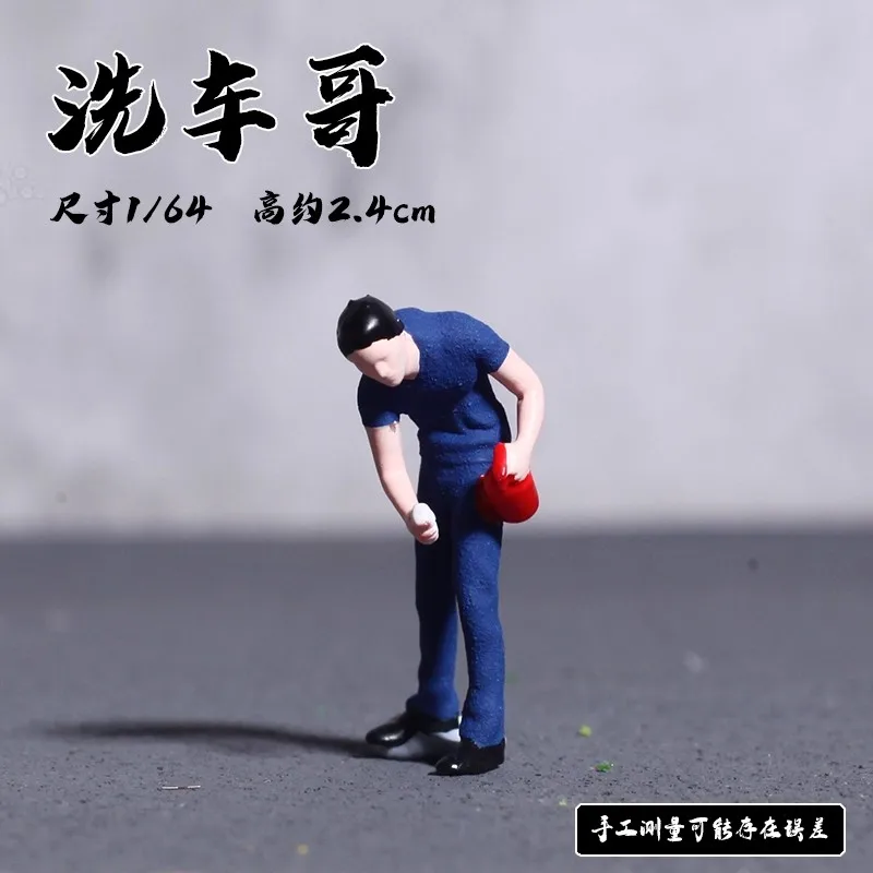 1/64 Veelzijdige pop automodel Miniatuur scène Foto Prop Reparatie Monteur Motorfiets Meisje Beeldjes Diorama