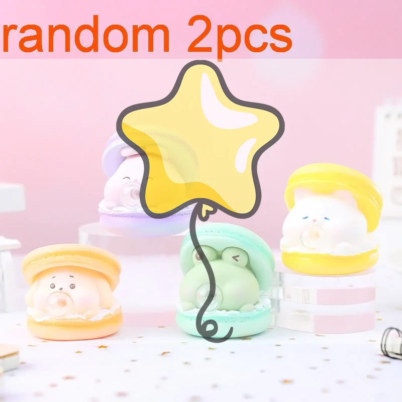 2Pcs Macaron Burger Blows Bubbles Office Stress Relief Ornaments Creative Cartoon Pinch Toys Children's Decompression Toys Gifts